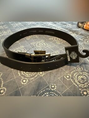 Harley-Davidson Black Leather Belt with Logo Buckle